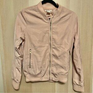 Anthropologie On the Road Blush Bomber Jacket